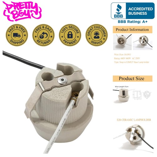 Durable e26 porcelain keyless - porcelain,
